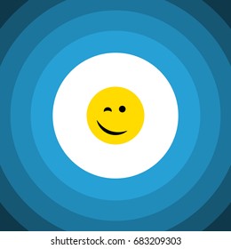 Isolated Happy Flat Icon. Winking Vector Element Can Be Used For Happy, Winking, Face Design Concept.