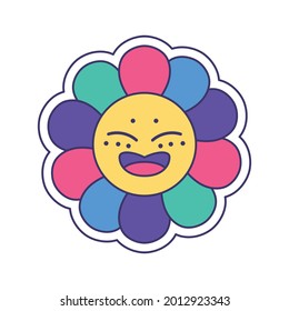 Isolated happy flower icon with lgbt colors Vector