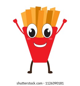 Isolated happy french fries emote