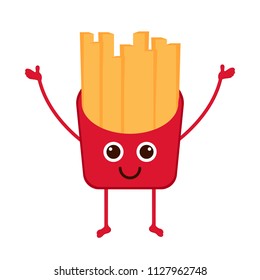 Isolated happy french fries emote