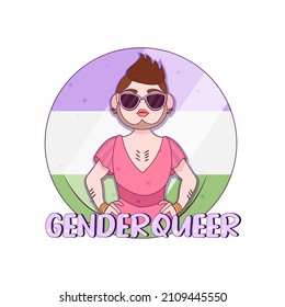 Isolated happy genderqueer person Vector illustration desing