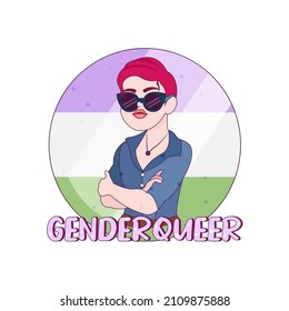 Isolated happy genderqueer person Vector illustration desing