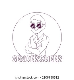 Isolated happy genderqueer person Vector illustration desing