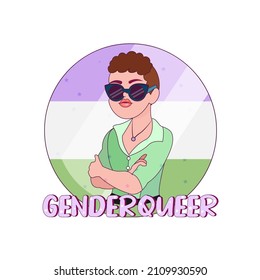 Isolated happy genderqueer person Vector illustration desing