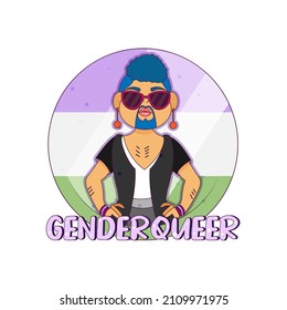 Isolated happy genderqueer person Vector illustration desing