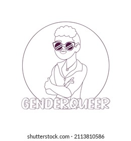 Isolated happy genderqueer person Vector illustration desing