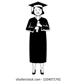 Isolated happy graduating woman. Vector illustration design