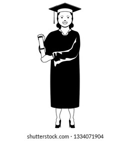 Isolated happy graduating woman. Vector illustration design