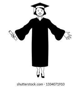 Isolated happy graduating woman. Vector illustration design