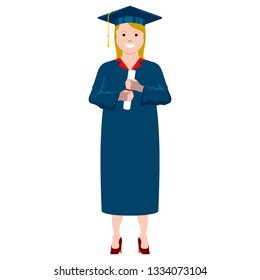 Isolated happy graduating woman. Vector illustration design