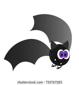 Isolated happy halloween bat on a white background, Vector illustration