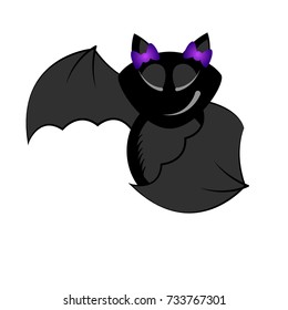 Isolated happy halloween bat on a white background, Vector illustration