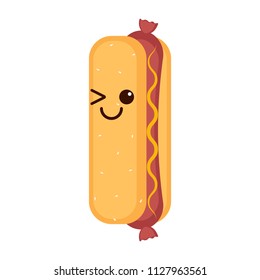 Isolated happy hot dog emote