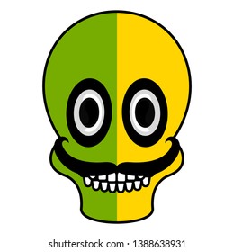 Isolated happy human skull with a moustache - Vector