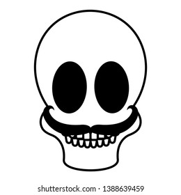 Isolated happy human skull with a moustache - Vector