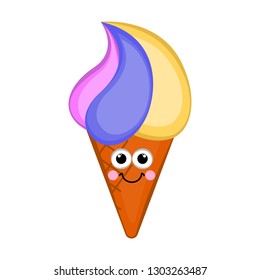 Isolated happy ice cream cone. Vector illustration design
