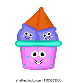 Isolated happy ice cream sundae. Vector illustration design