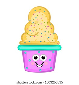 Isolated happy ice cream sundae. Vector illustration design