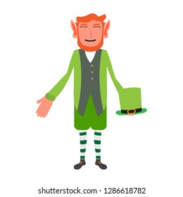 Isolated happy irish elf. Vector illustration design