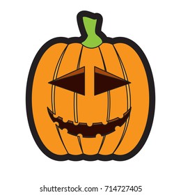 Isolated happy jack-o-lantern on a white background, Vector illustration