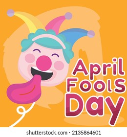 Isolated happy jester avatar with hat April fool day template Vector