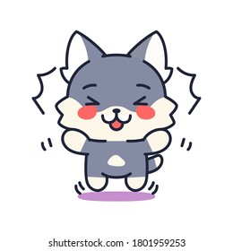 Isolated happy kitten. Cute emoji of a cat - Vector