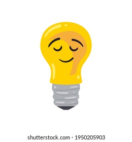 Icono de la bombilla de luz feliz aislada