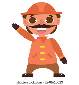 Isolated happy male cleaner cartoon character Vector