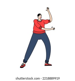 Isolated happy man dancing Hobby Vector