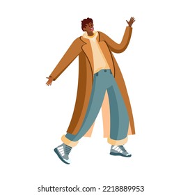 Hombre feliz aislado bailando Hobby Vector