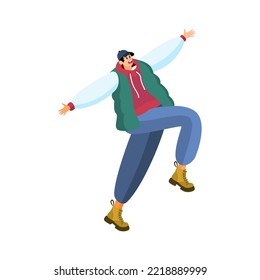 Isolated happy man dancing Hobby Vector