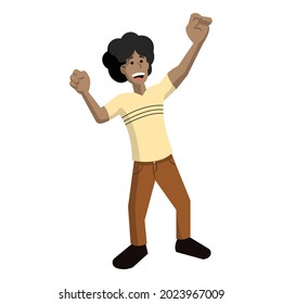 Isolated happy man with a hand up Vector illustration