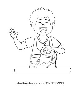 Isolated happy man making a dessert Vector illustration