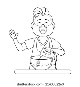 Isolated happy man making a dessert Vector illustration