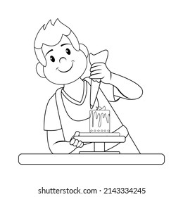 Isolated happy man making a dessert Vector illustration