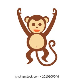 Isolated Happy Monkey Action Illustration