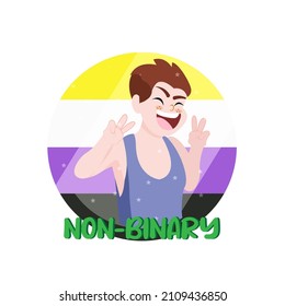 Isolated happy non binary person Vector illustration