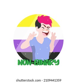 Isolated happy non binary person Vector illustration