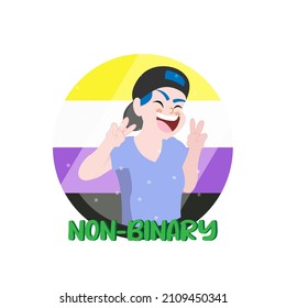 Isolated happy non binary person Vector illustration