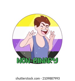 Isolated happy non binary person Vector illustration