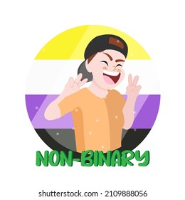 Isolated happy non binary person Vector illustration