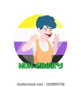 Isolated happy non binary person Vector illustration