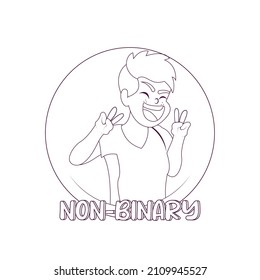 Isolated happy non binary person Vector illustration