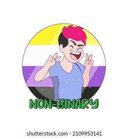 Isolated happy non binary person Vector illustration