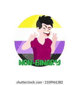 Isolated happy non binary person Vector illustration