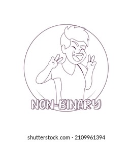 Isolated happy non binary person Vector illustration