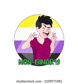 Isolated happy non binary person Vector illustration