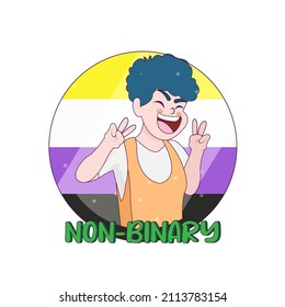 Isolated happy non binary person Vector illustration