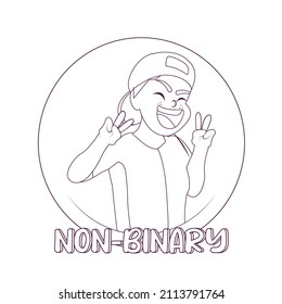 Isolated happy non binary person Vector illustration