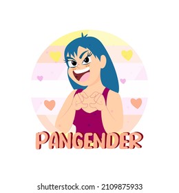 Persona de pangénero feliz aislada Diseño de ilustraciones vectoriales